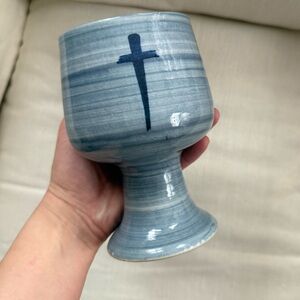 Louisville Stoneware Blue Cross Goblet Chalice